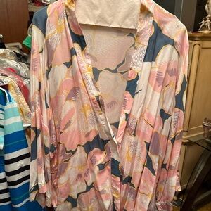 Floral Pink and Blue Women's Top
